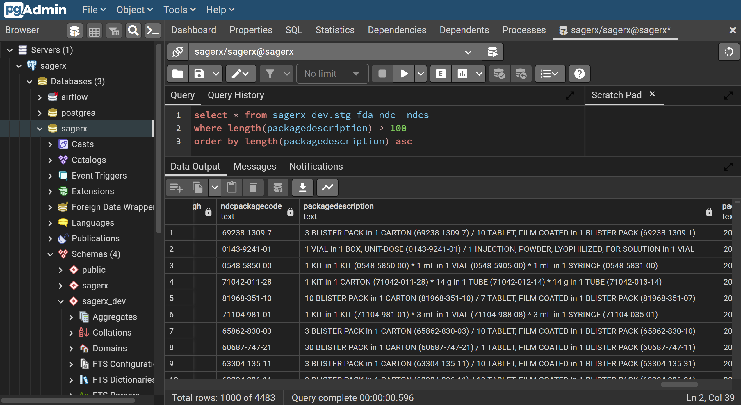 The FDA NDC Directory has a semi-structured free-text package description at the NDC level.